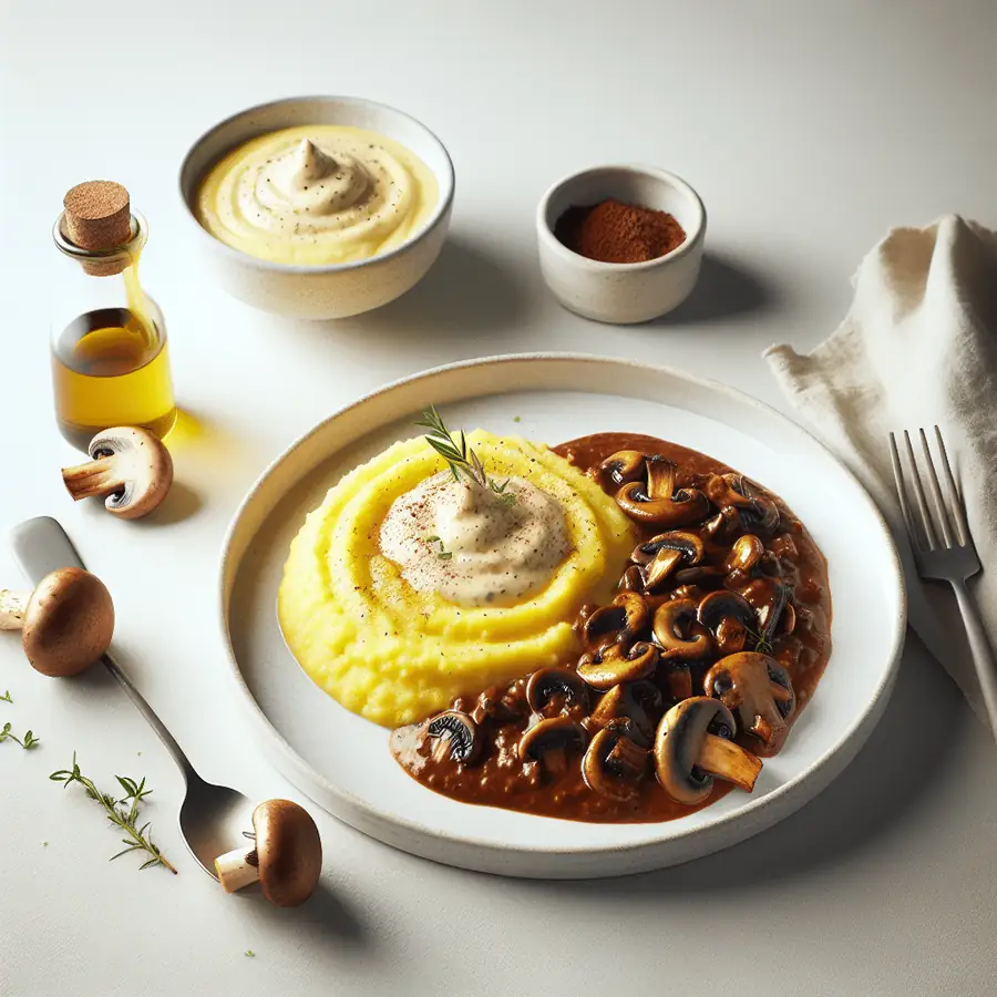 Polenta cremosa con ragú de champiñones