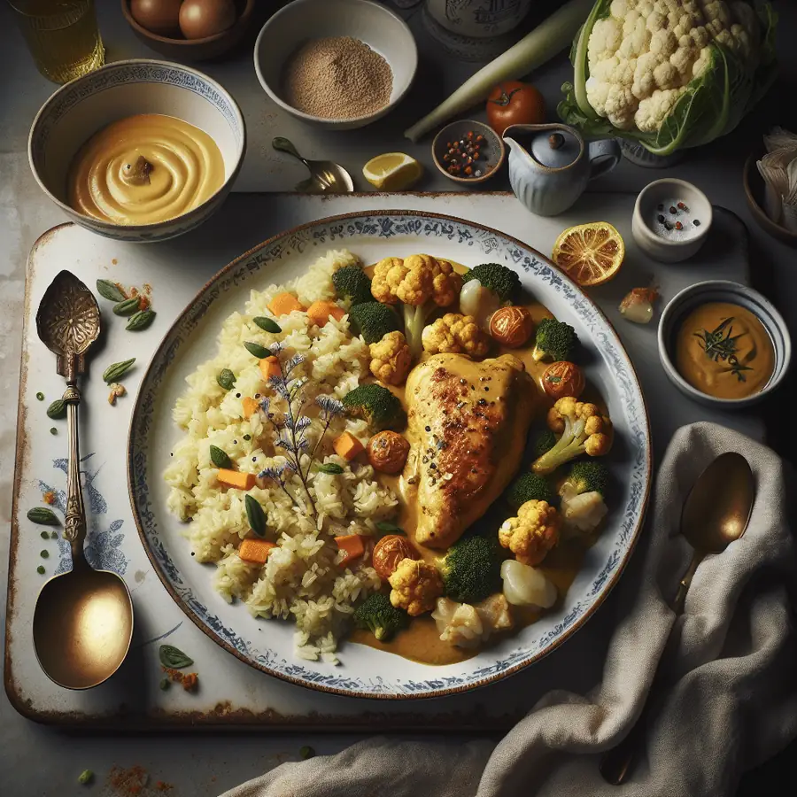 Pollo al Curry con Arroz de Coliflor