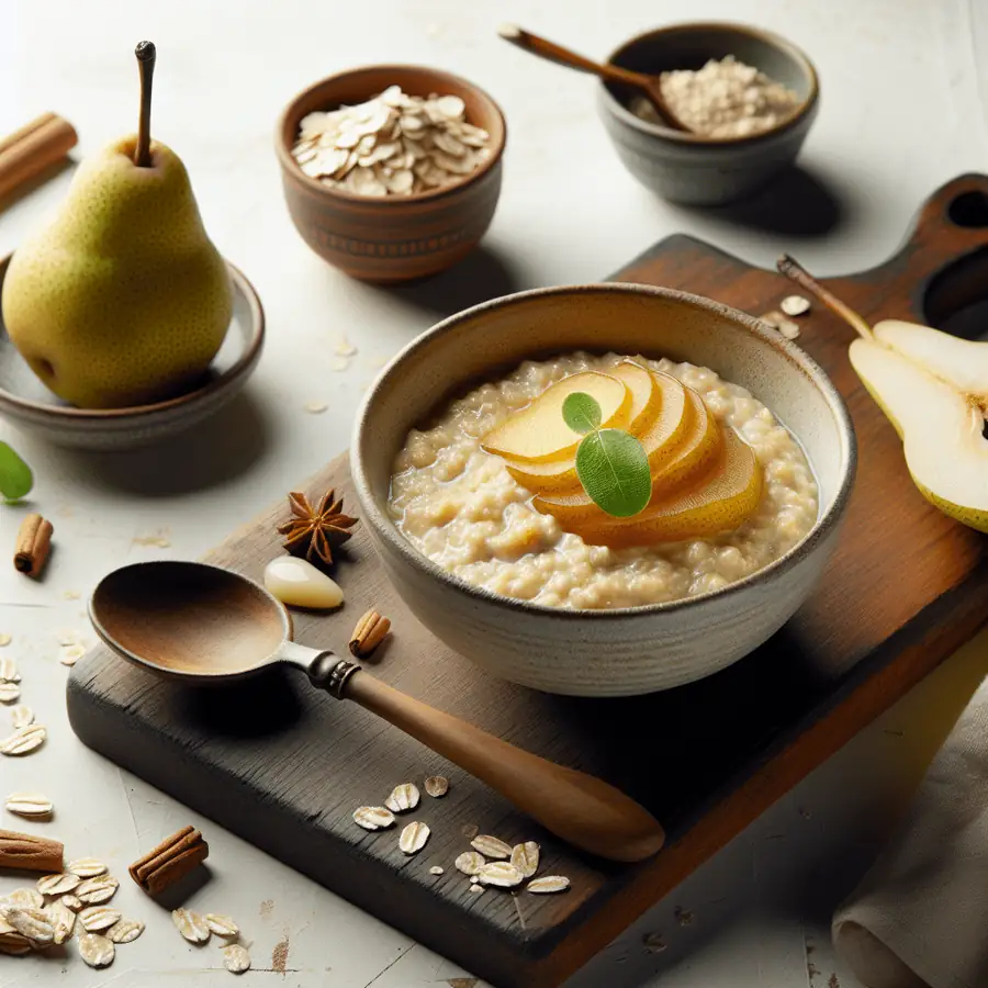 Porridge de avena con compota de pera