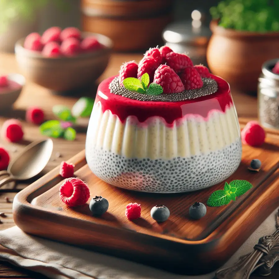 Pudding de Chía con Puré de Frambuesa Fresca