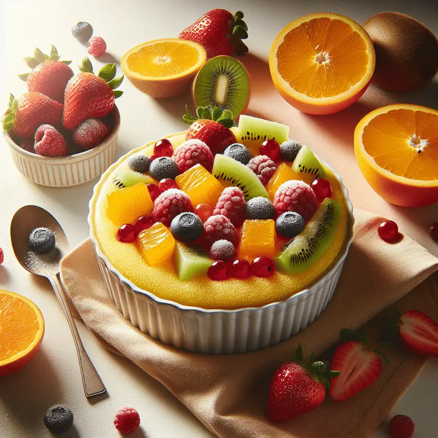 Pudín de Sémola de Maíz con Frutas