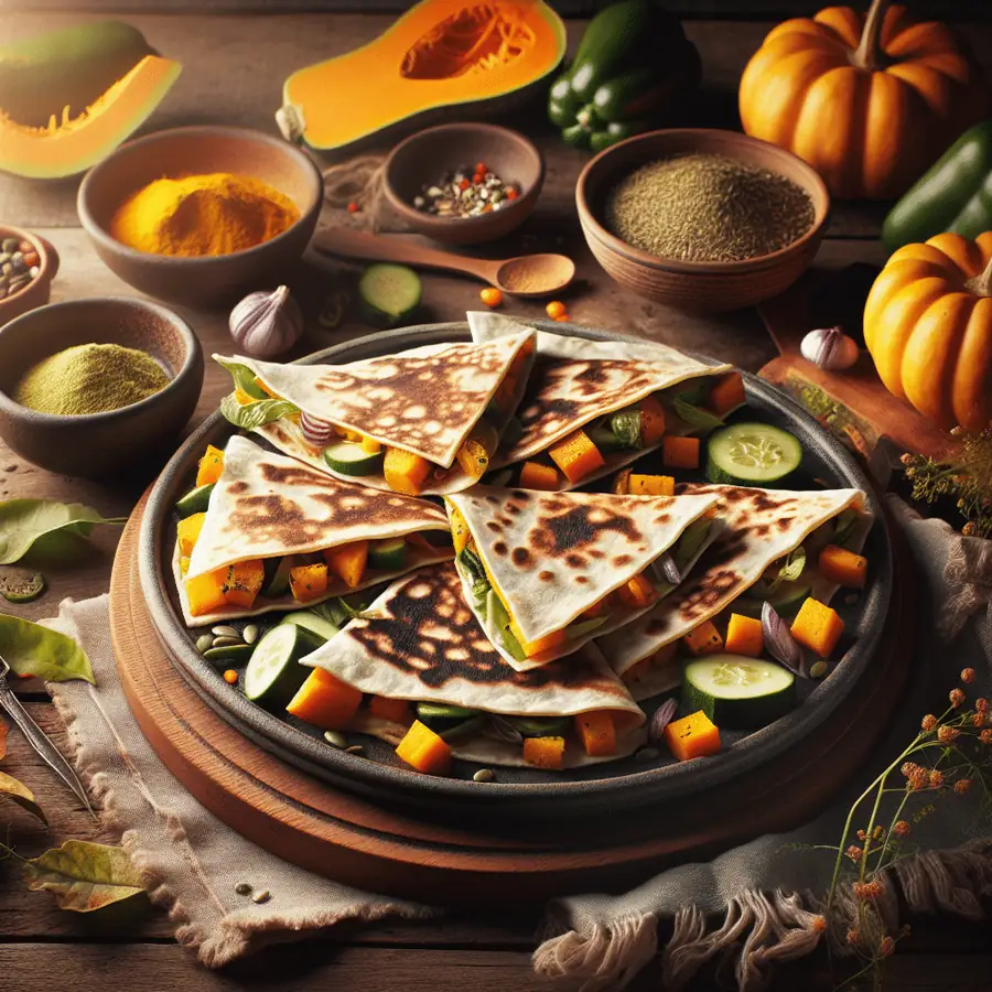 Quesadillas veganas con calabaza