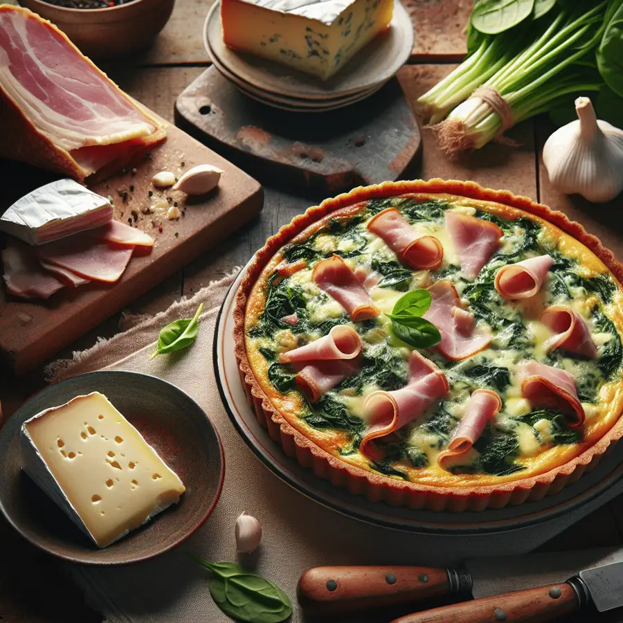 Quiche de Jamón, Queso Brie y Espinacas