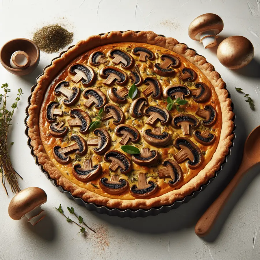 Quiche vegana de champiñones