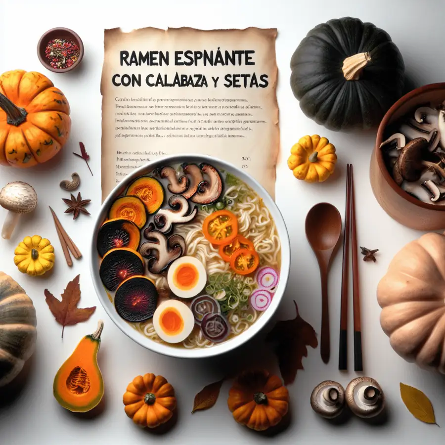 Ramen Espeluznante con Calabaza y Setas