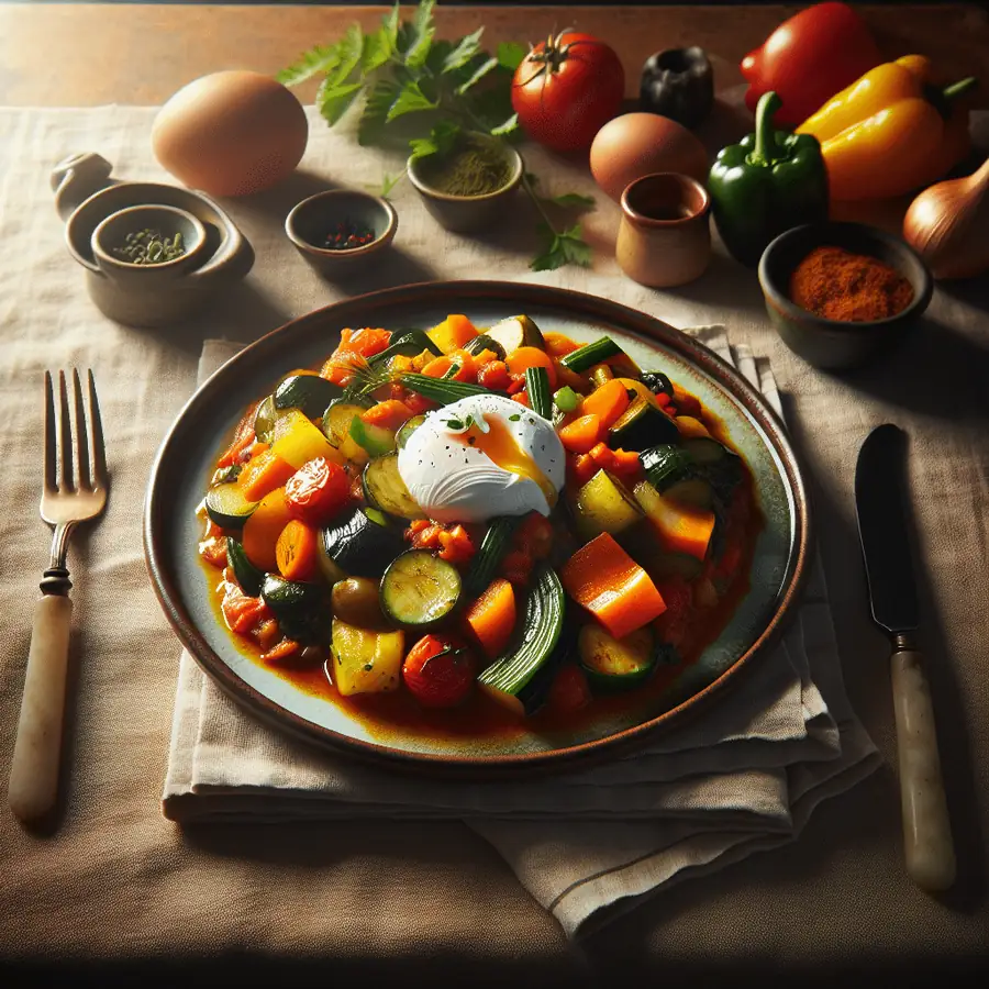 Ratatouille con huevo poché