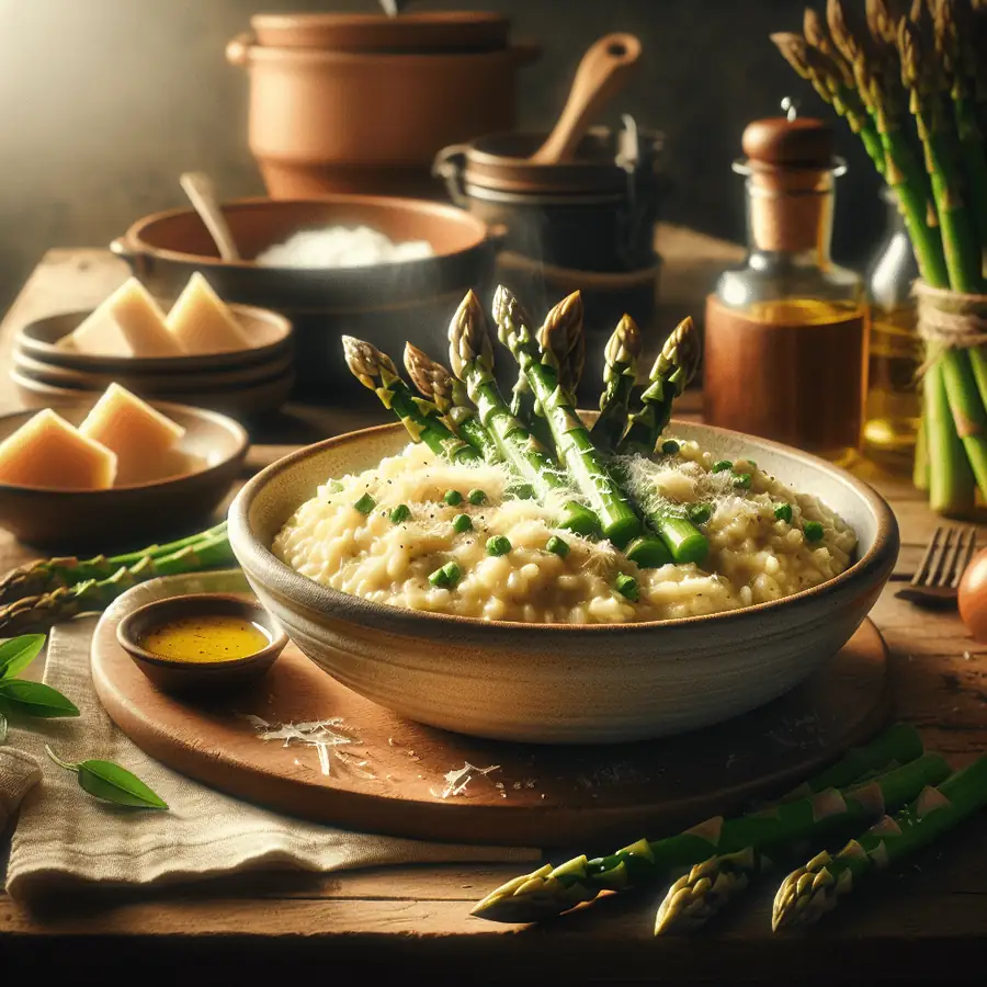 Risotto de espárragos con parmesano