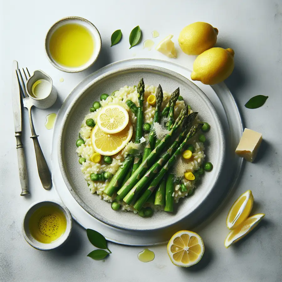 Risotto de espárragos verdes y limón