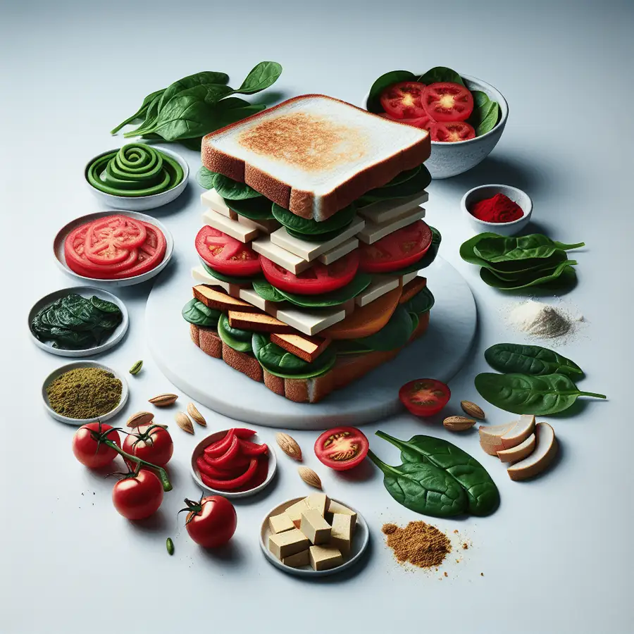 Sándwich de Tofu Ahumado, Espinacas y Tomate