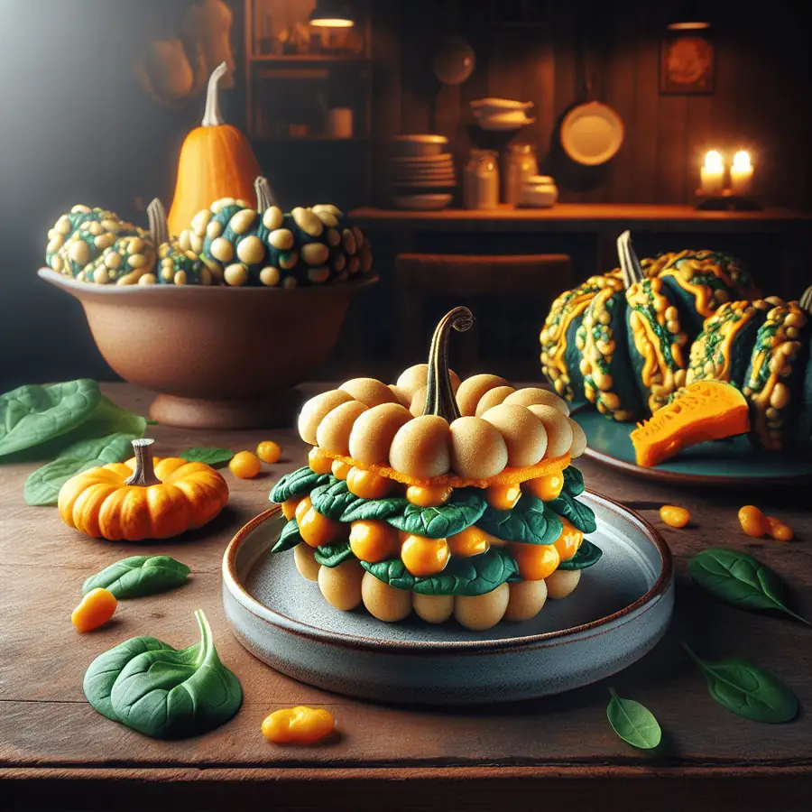 Sándwich de verrugas con calabaza y espinaca
