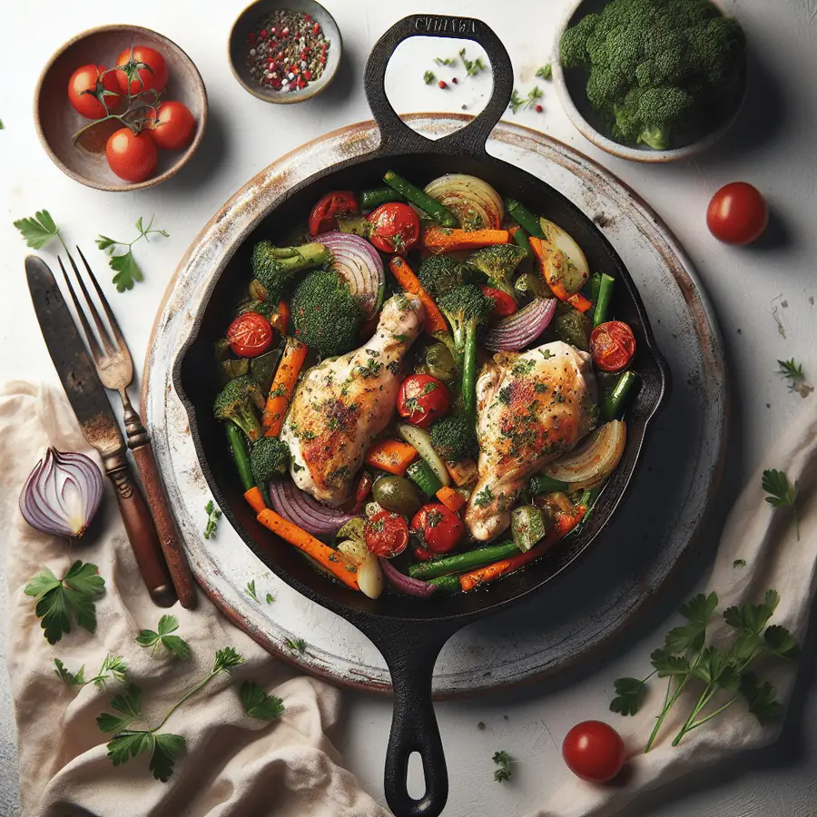 Sartén de Pollo y Verduras al Estilo Cazuela de Bruja