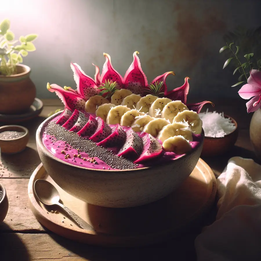 Smoothie Bowl de Pitaya y Plátano para Media Tarde