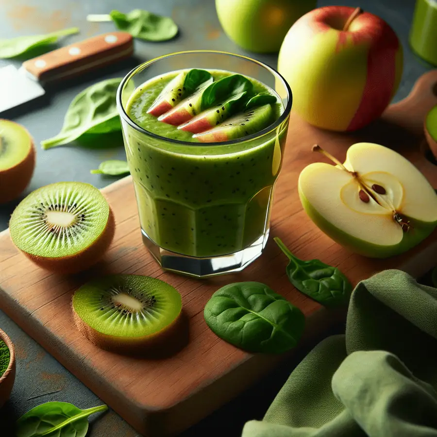 Smoothie Verde de Kiwi, Espinaca y Manzana