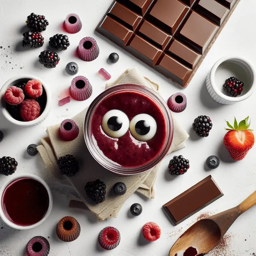Smoothie de Chocolate y Mora con Ojos de Gelatina