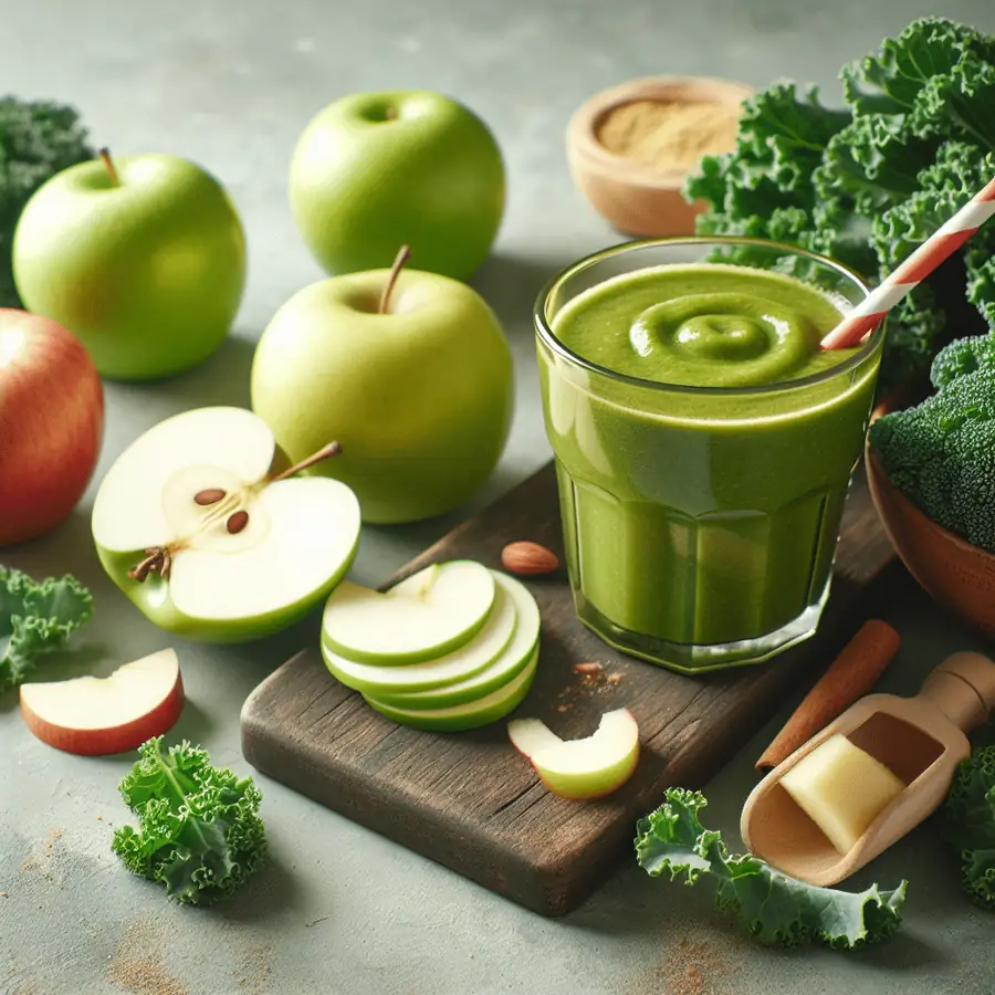 Smoothie verde con kale y manzana