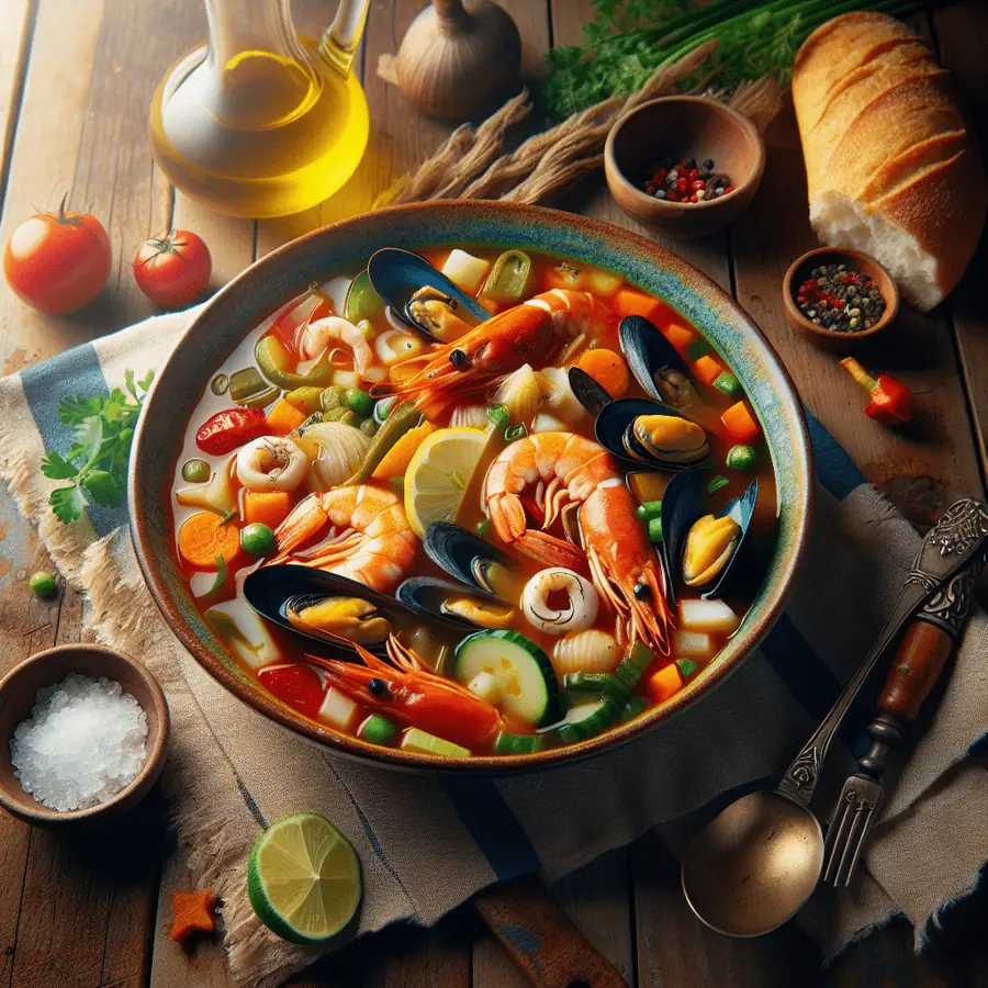 Sopa de Mariscos al Estilo Mediterráneo