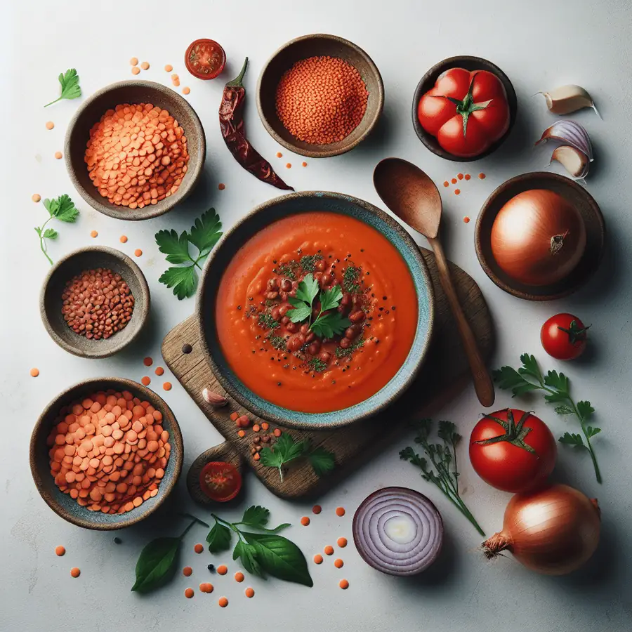 Sopa de lentejas rojas