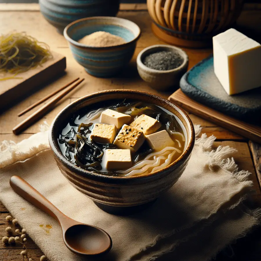Sopa de miso con tofu y wakame