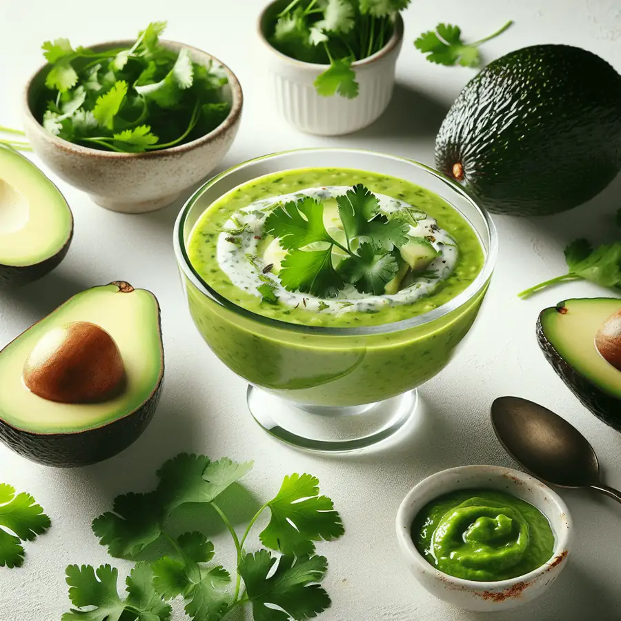 Sopa fría de aguacate y cilantro