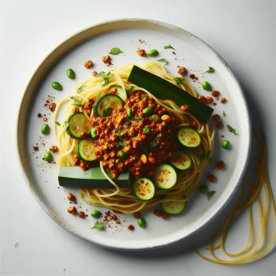 Spaghetti de Calabacín con Boloñesa de Lentejas
