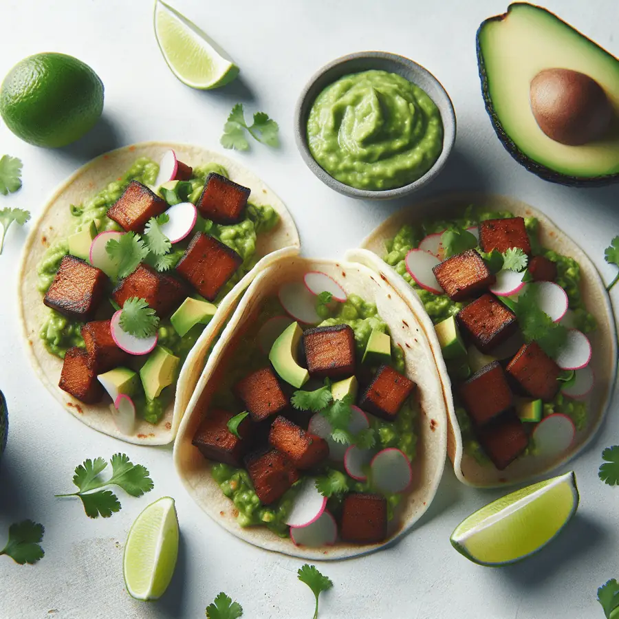 Tacos de Jackfruit al Estilo Barbacoa con Salsa de Aguacate