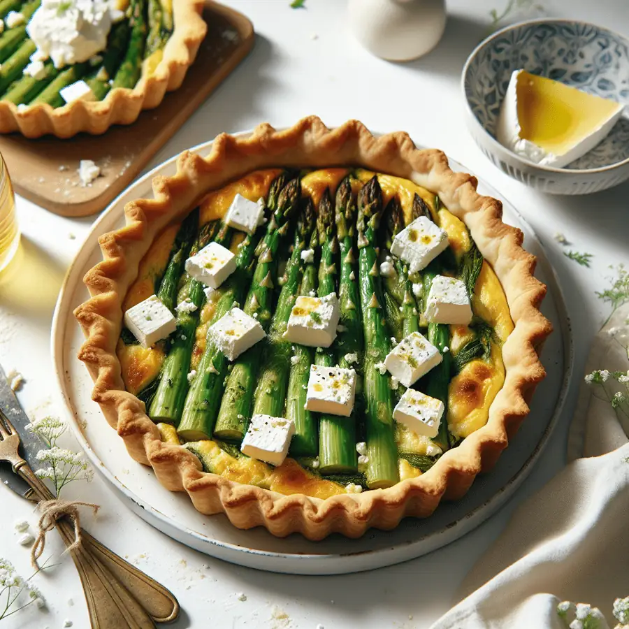 Tarta de Espárragos y Queso Feta con Masa Casera