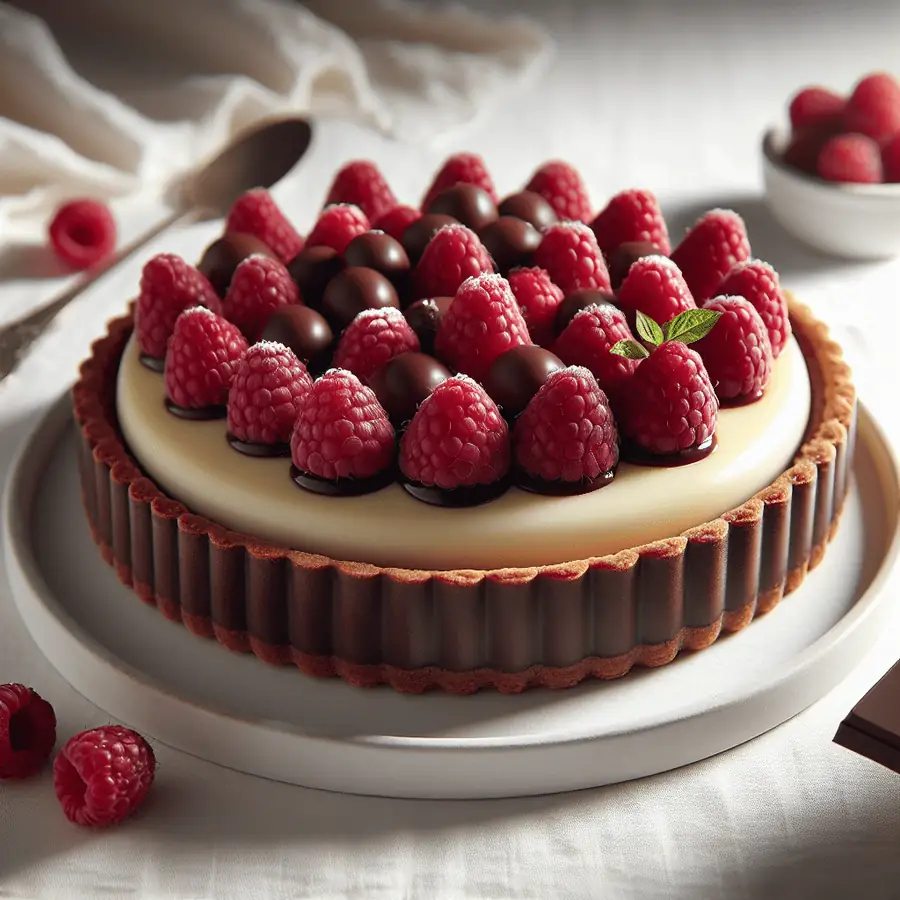 Tarta de chocolate blanco y frambuesas