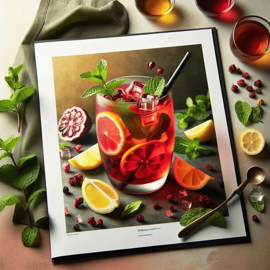Té Helado de Hibisco con Limón y Menta
