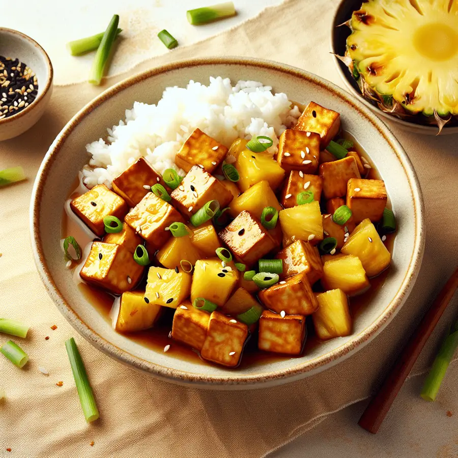 Tofu agridulce con piña