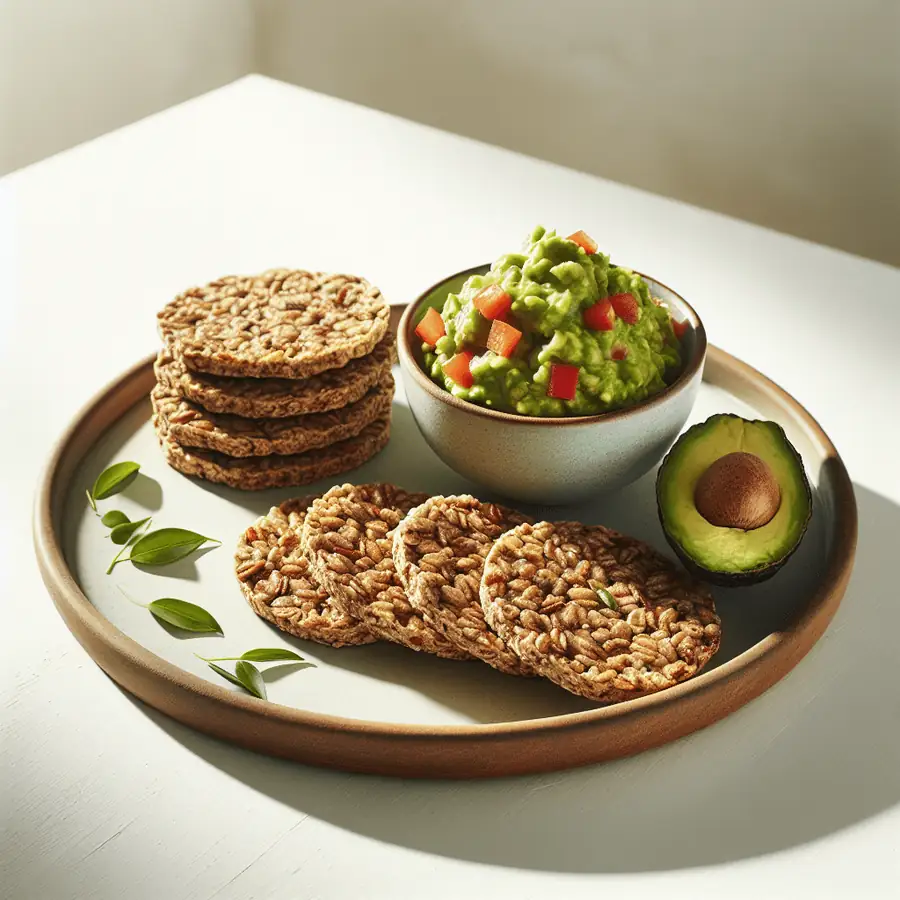 Tortas de arroz integral con guacamole