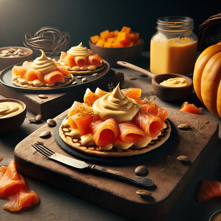 Tostadas de Salmón Ahumado con Crema de Calabaza