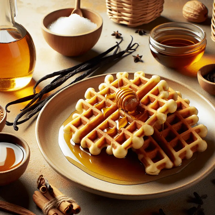 Waffles Veganos de Vainilla con Sirope de Arce Natural