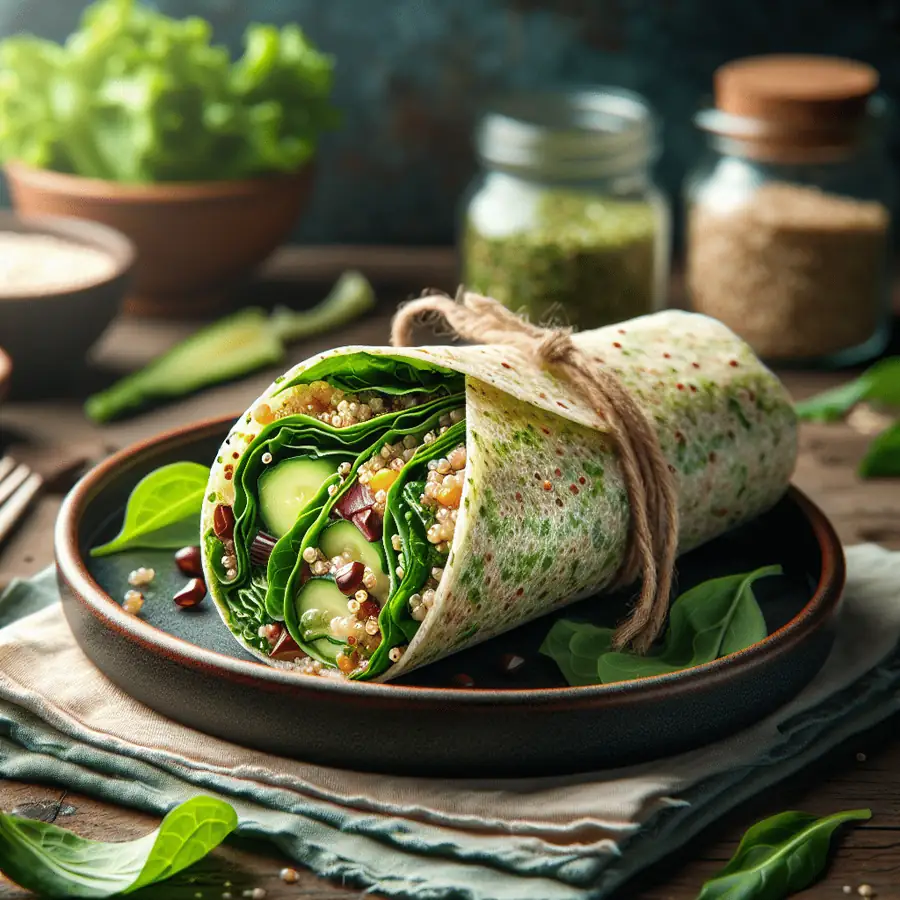 Wrap de quinoa y vegetales de hoja