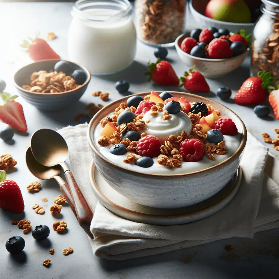 Yogur Griego con Granola de Miedo y Fruta Fresca