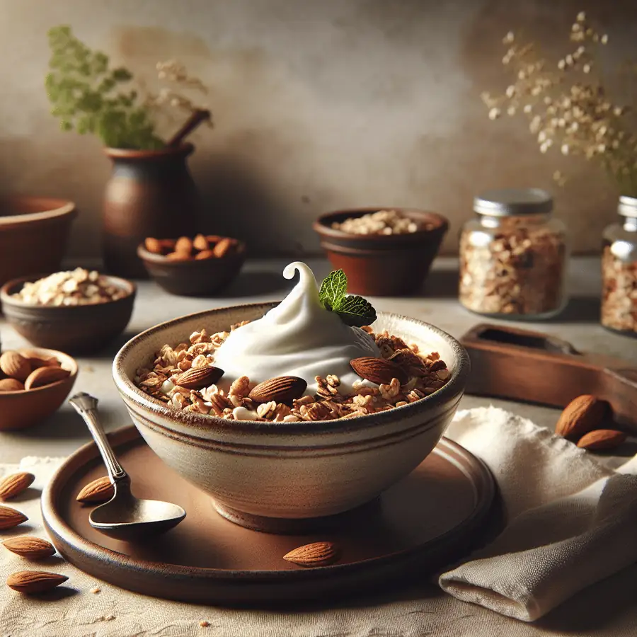 Yogur de Almendras con Granola Casera Sin Gluten