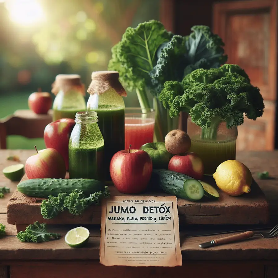 Zumo detox de manzana, kale, pepino y limón